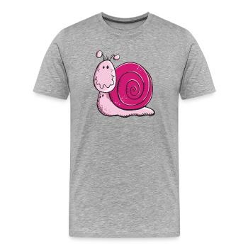 Schnecki Schnecke - Schnecken - Weinbergschnecke - Männer Premium Bio T-Shirt - Grau meliert - Vorne - Damien (186cm)