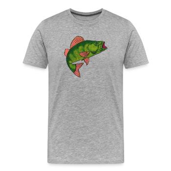 Poisson vert aux nageoires roses - T-shirt bio Premium Homme - gris chiné - Devant - Damien (186cm)
