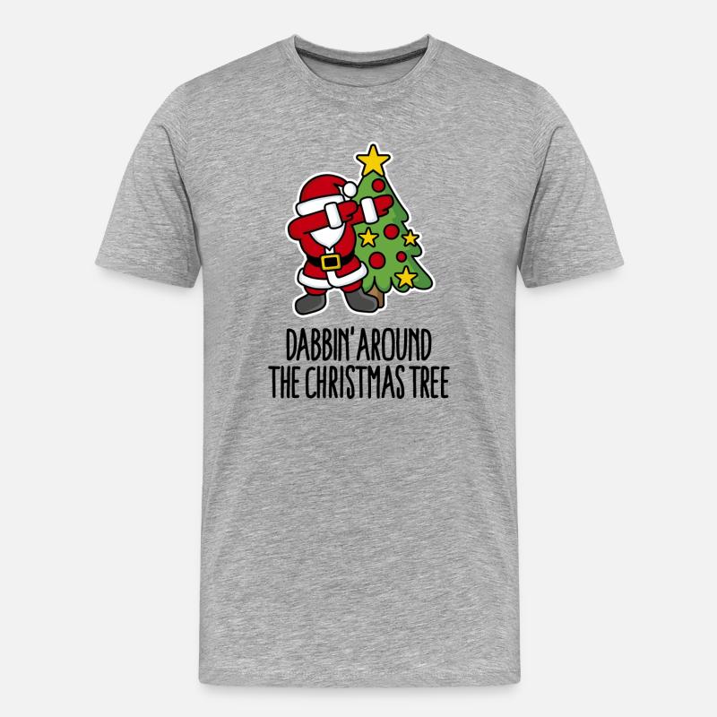 Dabbin' around the Christmas tree - Text - Männer Premium Bio T-Shirt - Grau meliert