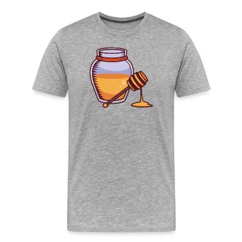 Pot de miel avec illustration de salive de miel - T-shirt bio Premium Homme - gris chiné - Devant - Damien (186cm)