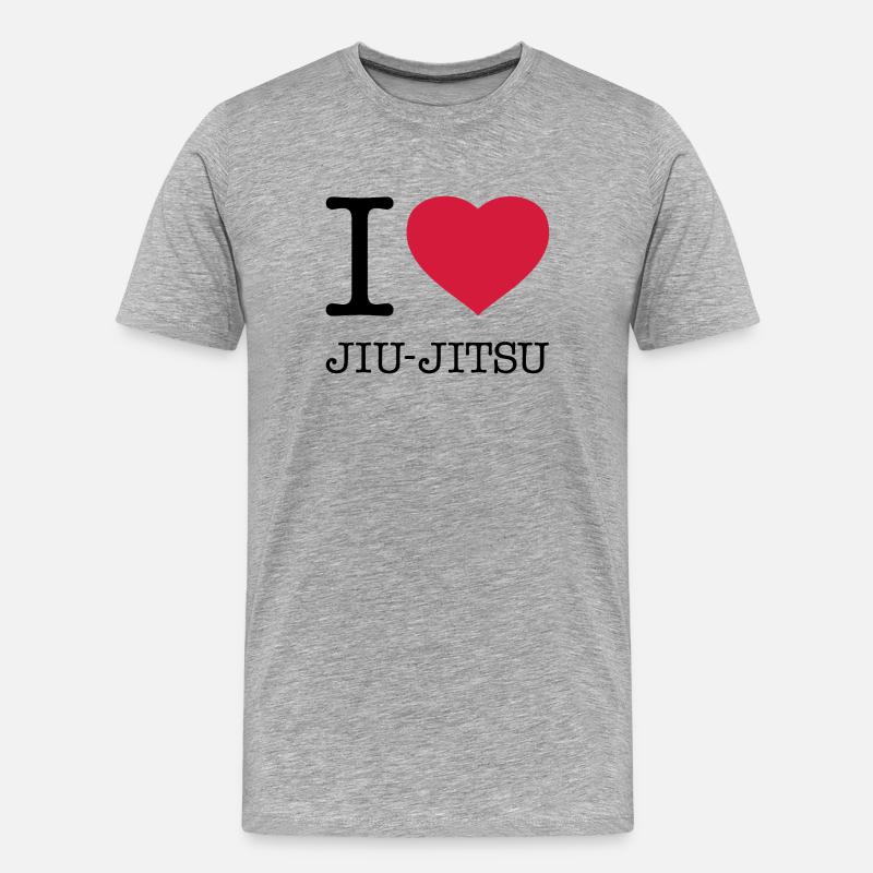 I LOVE JIU-JITSU - Männer Premium Bio T-Shirt - Grau meliert