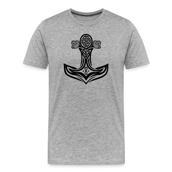 Vikings Thors Hammer - T-shirt bio Premium Homme - gris chiné - Devant - Damien (186cm)