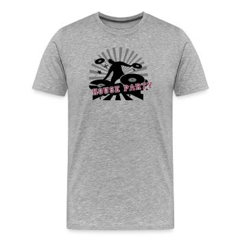 faire de la musique house cool DJ à la fête - T-shirt bio Premium Homme - gris chiné - Devant - Damien (186cm)