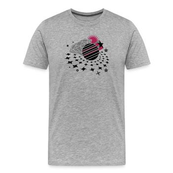 Lumières disco avec étoile 3D, boule disco et diamant - T-shirt bio Premium Homme - gris chiné - Devant - Damien (186cm)