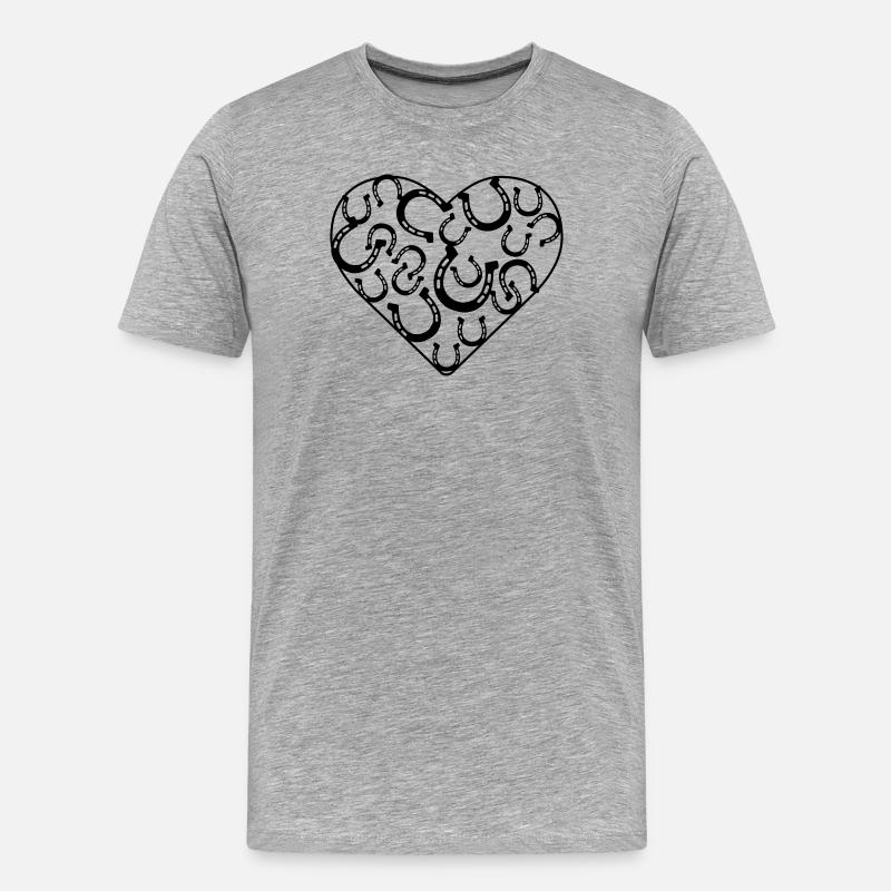 Hufeisen Herz - Männer Premium Bio T-Shirt - Grau meliert