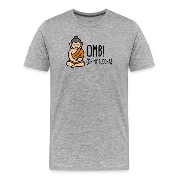 OMB - Oh my Buddha (OMG) - T-shirt bio Premium Homme - gris chiné - Devant - Damien (186cm)