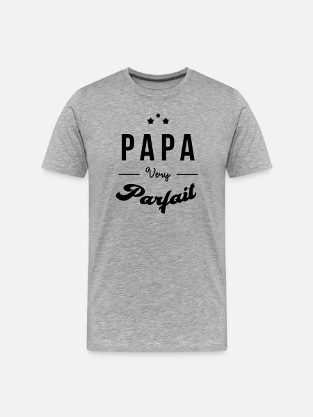 Papa - Fête des Pères - Anniversaire - Bébé - T-shirt bio Premium Homme - gris chiné