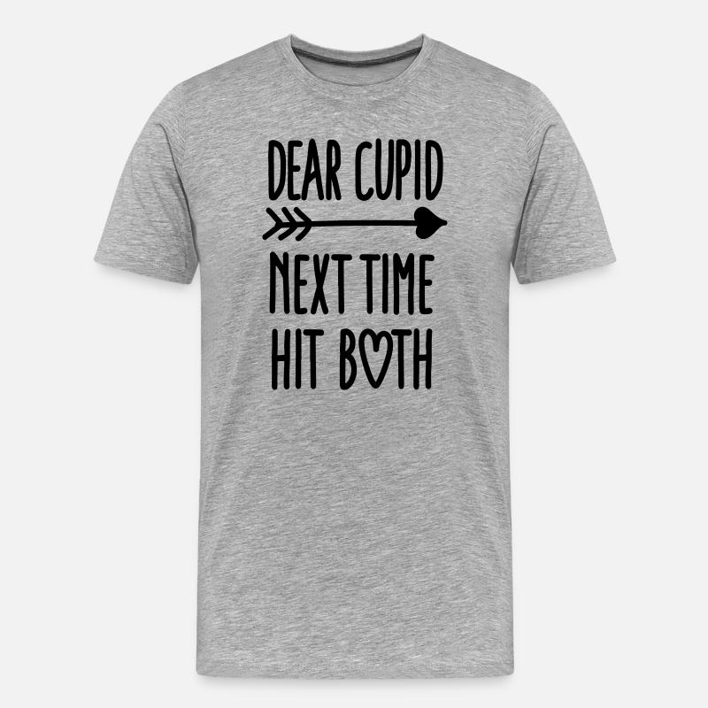 Dear Cupid next time hit both - Männer Premium Bio T-Shirt - Grau meliert