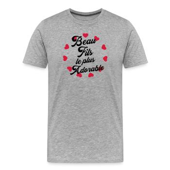 Stieftochter / Schwiegersohn / Sohn / Tochter - Männer Premium Bio T-Shirt - Grau meliert - Vorne - Damien (186cm)