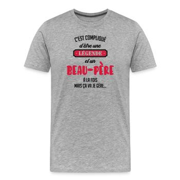 Stiefvater / Stiefmutter / Ehe / Familie - Männer Premium Bio T-Shirt - Grau meliert - Vorne - Damien (186cm)