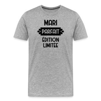 Mari - Chéri - Amour - Saint-Valentin - Love - Men's Premium Organic T-Shirt - heather grey - Front - Damien (186cm)