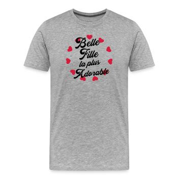 Stieftochter / Schwiegersohn / Sohn / Tochter - Männer Premium Bio T-Shirt - Grau meliert - Vorne - Damien (186cm)
