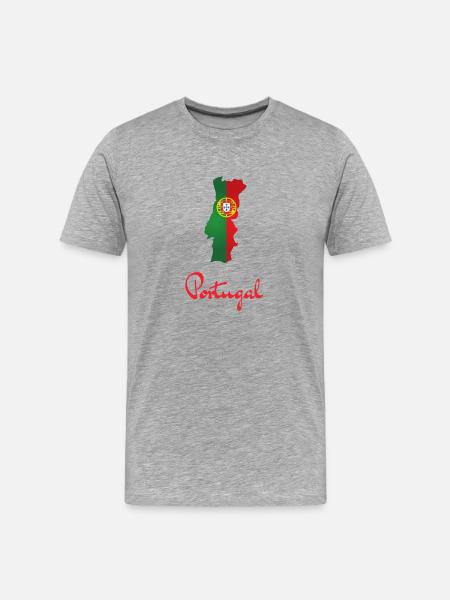 Portugal Crest Map Silhouette - Men's Premium Organic T-Shirt - heather grey