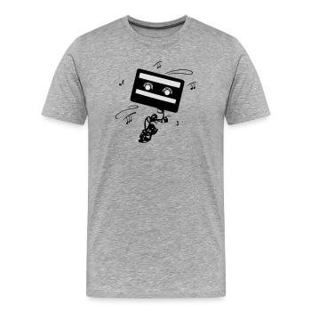 Kassette - Männer Premium Bio T-Shirt - Grau meliert - Vorne - Damien (186cm)
