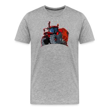 0856 Einkaufswagen roter Rand - Männer Premium Bio T-Shirt - Grau meliert - Vorne - Damien (186cm)