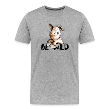 Be Wild Eber - Schwein - Keiler - Männer Premium Bio T-Shirt - Grau meliert - Vorne - Damien (186cm)