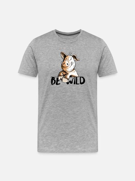 Be Wild Eber - Schwein - Keiler - Männer Premium Bio T-Shirt - Grau meliert