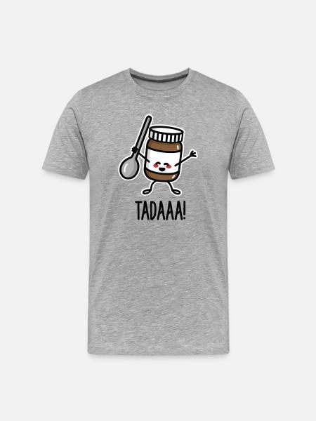 Tadaaa! Happy chocolate spread with spoon - Men's Premium Organic T-Shirt - heather grey