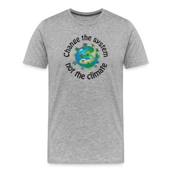 Change the system, not the climate schwarz - Männer Premium Bio T-Shirt - Grau meliert - Vorne - Damien (186cm)