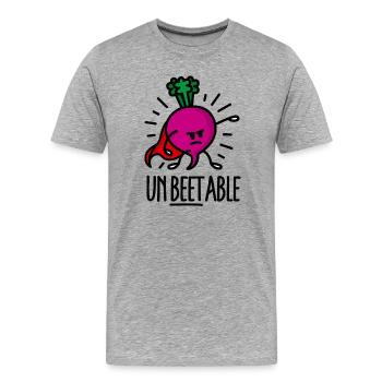 Unbeetable / unbeatable beetroot beet light - Men's Premium Organic T-Shirt - heather grey - Front - Damien (186cm)