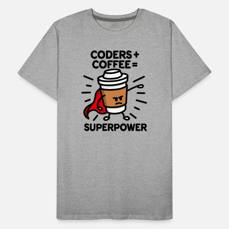 Coders + coffee = superpower (superhero) light T-shirt bio Premium Homme