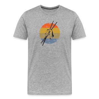 Drums sticks drummer - Men's Premium Organic T-Shirt - heather grey - Front - Damien (186cm)