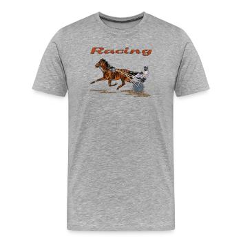 Racehorse with jockey and trotter - Men's Premium Organic T-Shirt - heather grey - Front - Damien (186cm)