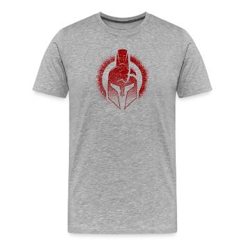 casque rouge guerrier bataille gamer film guerre rouge - T-shirt bio Premium Homme - gris chiné - Devant - Damien (186cm)