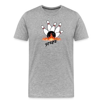 Flammende Bowlingkugeln und schwarze Kugel - Männer Premium Bio T-Shirt - Grau meliert - Vorne - Damien (186cm)