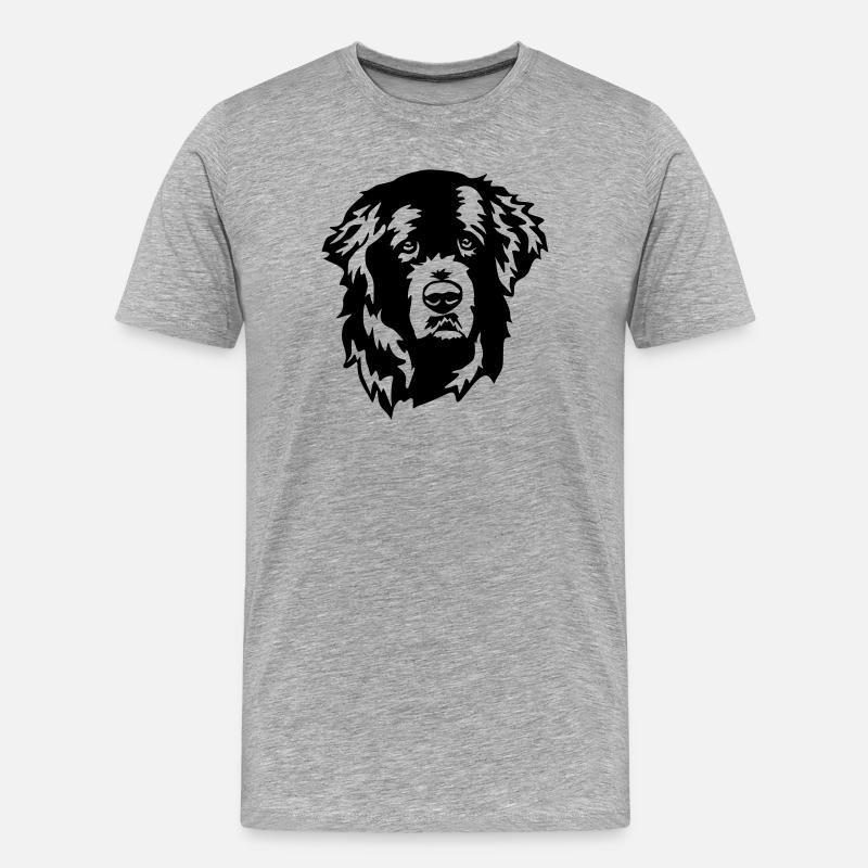 Neufundländer Kopf - Männer Premium Bio T-Shirt - Grau meliert