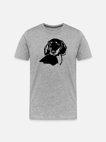 Dachshund head - Men's Premium Organic T-Shirt - heather grey