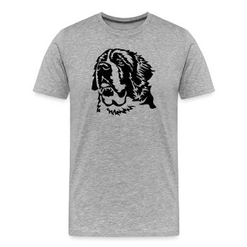 Bernhardiner Kopf - Männer Premium Bio T-Shirt - Grau meliert - Vorne - Damien (186cm)