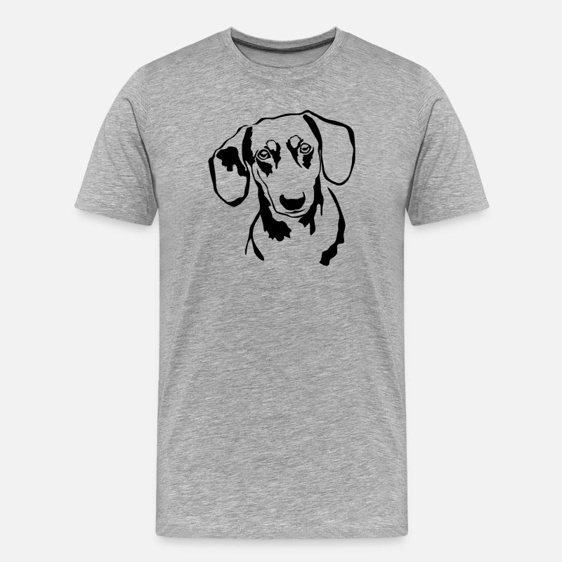 Dackel Kopf - Männer Premium Bio T-Shirt - Grau meliert
