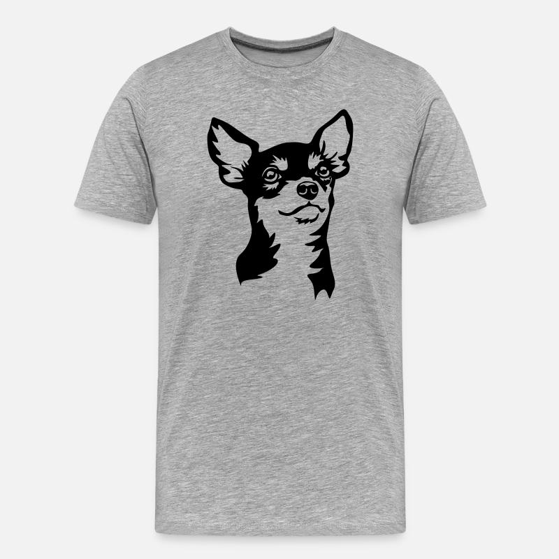 Chihuahua Kopf - Männer Premium Bio T-Shirt - Grau meliert
