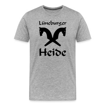 Lüneburger Heide Motiv - Männer Premium Bio T-Shirt - Grau meliert - Vorne - Damien (186cm)