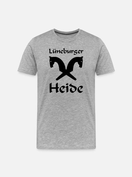 Lüneburger Heide Motiv - Männer Premium Bio T-Shirt - Grau meliert