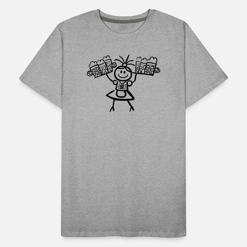 Kellnerin im Dirndl mit Biertablett Männer Premium Bio T-Shirt