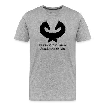 Lüneburger Heide Pferde - Männer Premium Bio T-Shirt - Grau meliert - Vorne - Damien (186cm)