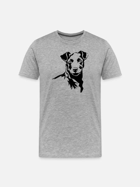 Patterdale Terrier head - Men's Premium Organic T-Shirt - heather grey