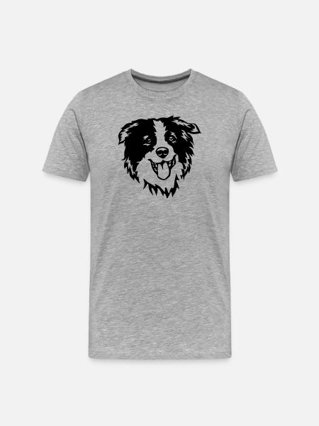 Border Collie head - Men's Premium Organic T-Shirt - heather grey