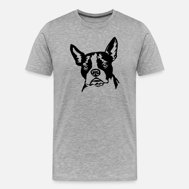 Boston Terrier - Männer Premium Bio T-Shirt - Grau meliert