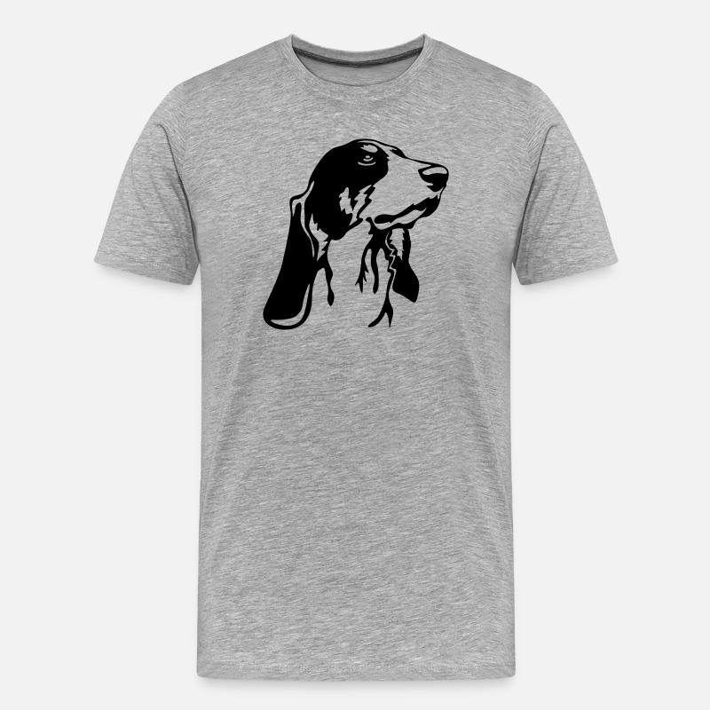 Berner Laufhund Kopf - Männer Premium Bio T-Shirt - Grau meliert
