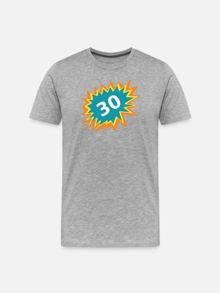 30th Birthday, Burst Sticker - Men's Premium Organic T-Shirt - heather grey