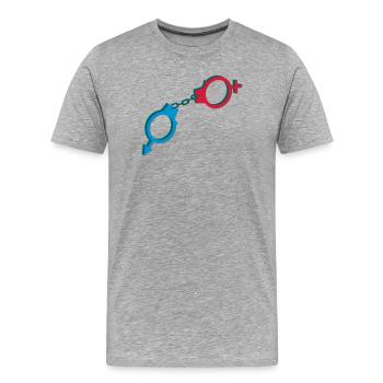 Handcuffs male and female symbol - Men's Premium Organic T-Shirt - heather grey - Front - Damien (186cm)