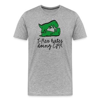 T-Rex hates doing CPR premiers secours instructeur - T-shirt bio Premium Homme - gris chiné - Devant - Damien (186cm)