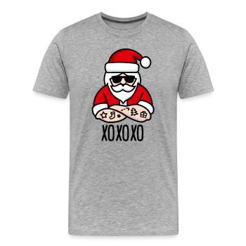 xoxoxo xoxo xo ho câlins et bisous père Noël - T-shirt bio Premium Homme - gris chiné - Devant - Damien (186cm)