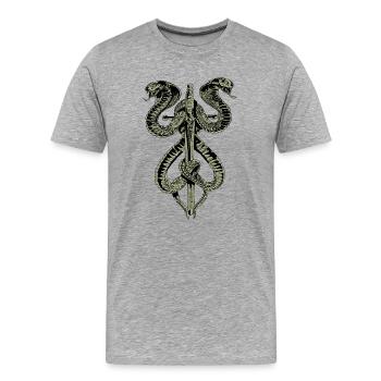 Snake Sword Gothic Fashion Fun Fun - Men's Premium Organic T-Shirt - heather grey - Front - Damien (186cm)