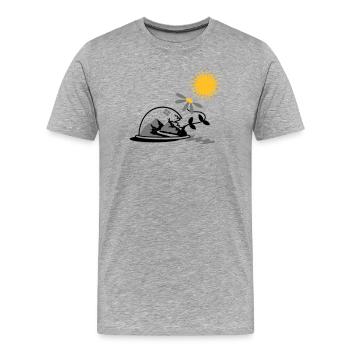 Boule à neige avec tournesol et soleil - T-shirt bio Premium Homme - gris chiné - Devant - Damien (186cm)