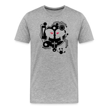 Cyber Love Schaltkreis mit zwei Cyborgs - Männer Premium Bio T-Shirt - Grau meliert - Vorne - Damien (186cm)