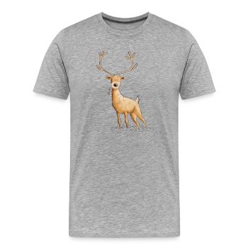 Cadeau de chasseur de chasse au chevreuil - T-shirt bio Premium Homme - gris chiné - Devant - Damien (186cm)
